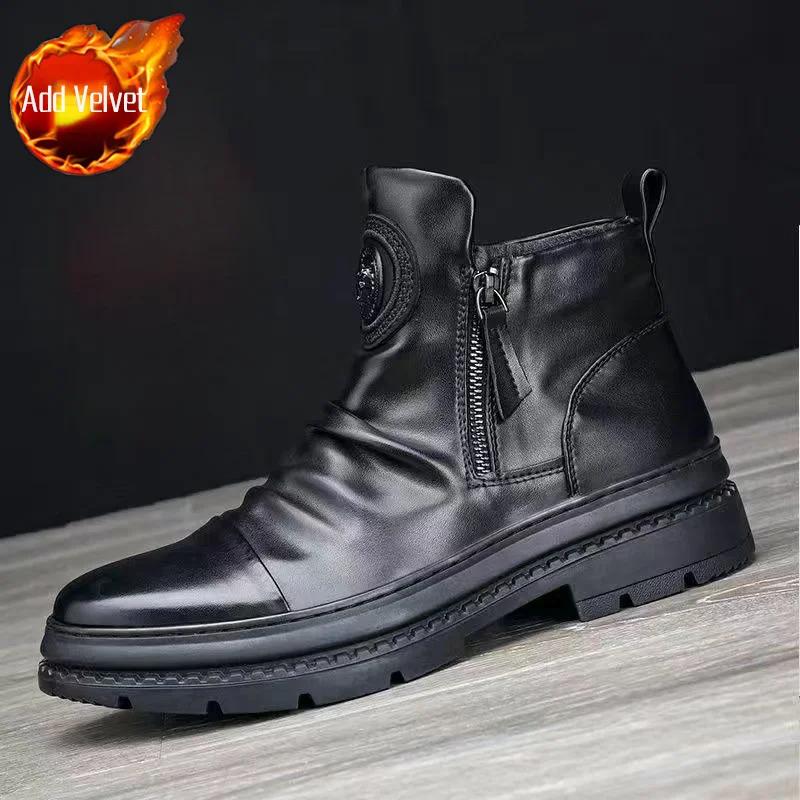 Fashion Trendy 2025 Male Shoes Leather Men's Boots Warm Winter Waterproof High Quality Classic Fashion Footwear Low Price Offers Cheap