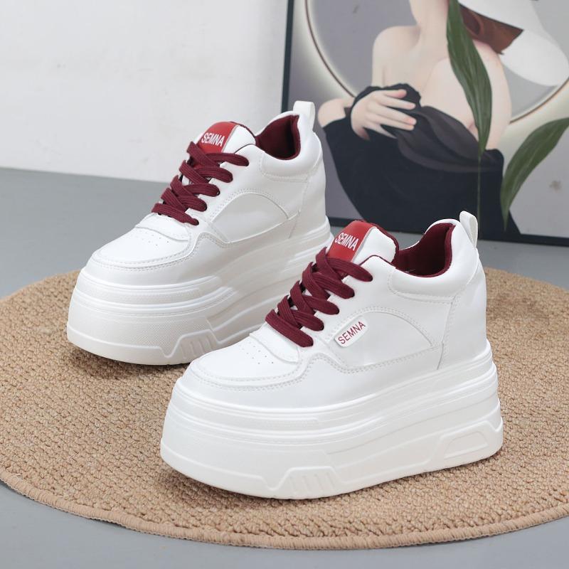 Fashion 10CM Microfiber Leather Vulcanize Women Casual Platform Wedge Chunky Sneakers Spring Autumn Shoes Size 34-40