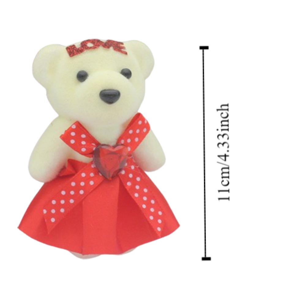 10pcs/set Plush Doll Mini Bear Flower Bouquet Plush Animal Cartoon Bouquet Doll Graduation Gifts