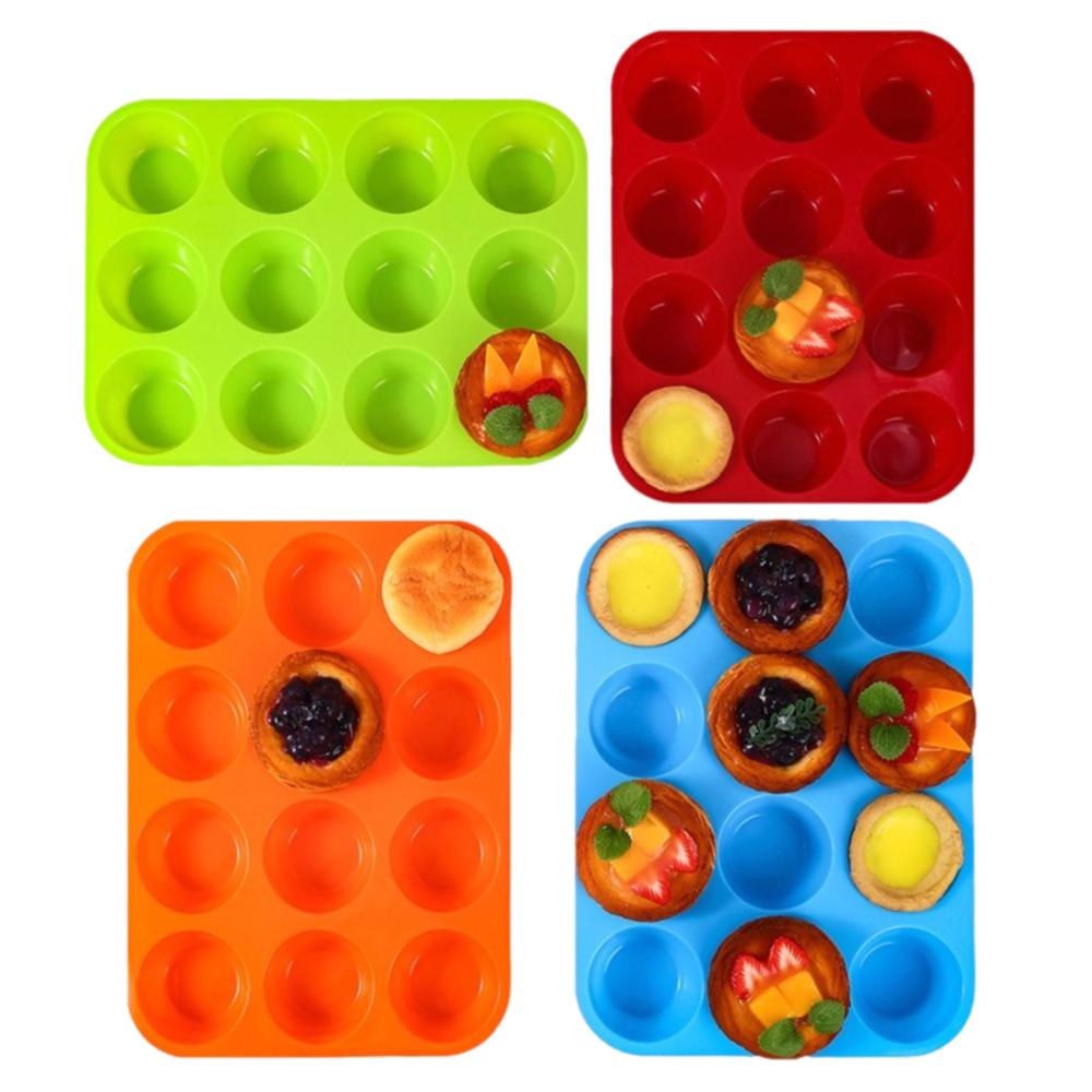 12 Holes Cupcakes Mold Silicone Soap Chocolate Muffin Baking Pan Round Baking Mold  Kitchen Tools