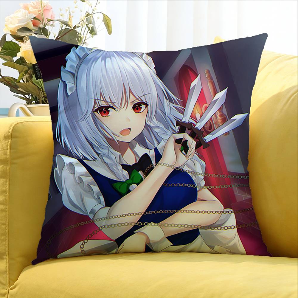 Izayoi Sakuya TOUHOU Project Various Sizes Square Pillow Case For Car Home Bedchamber Decor