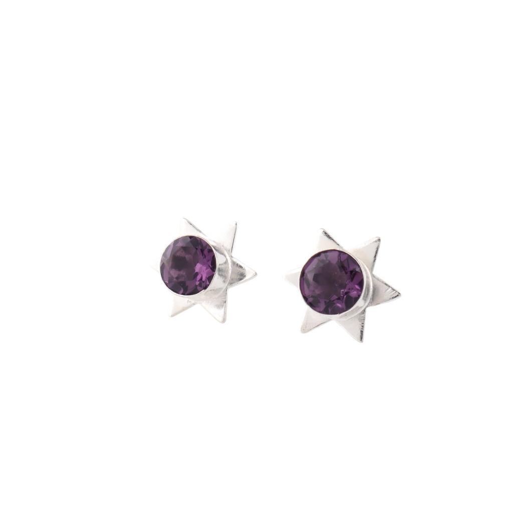 Amethyst Gemstone 925 Sterling Silver Women Jewelry Handmade Stud Earrings 0.44" EE-175-10