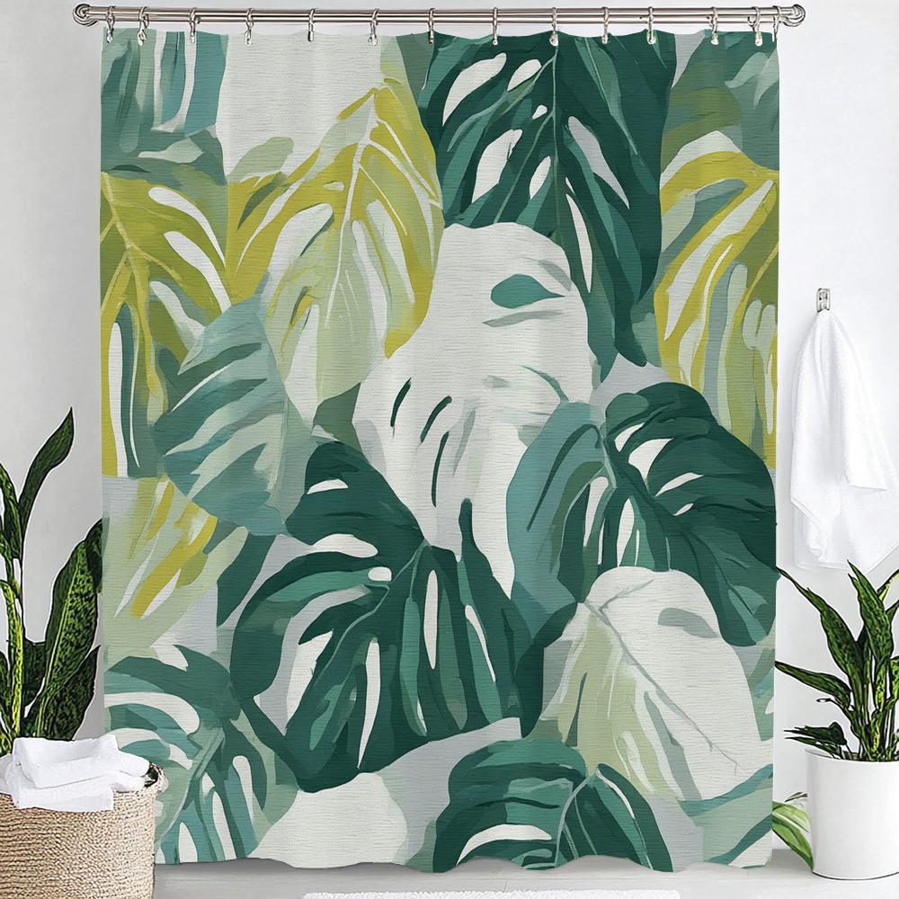 

Tropical Plant Leaves Bath Curtain Waterproof Fabric Shower Curtains Colorful Leaf Pattern Bathtub Screen For Bathroom Decor W60H190(CM)-1 Pcs