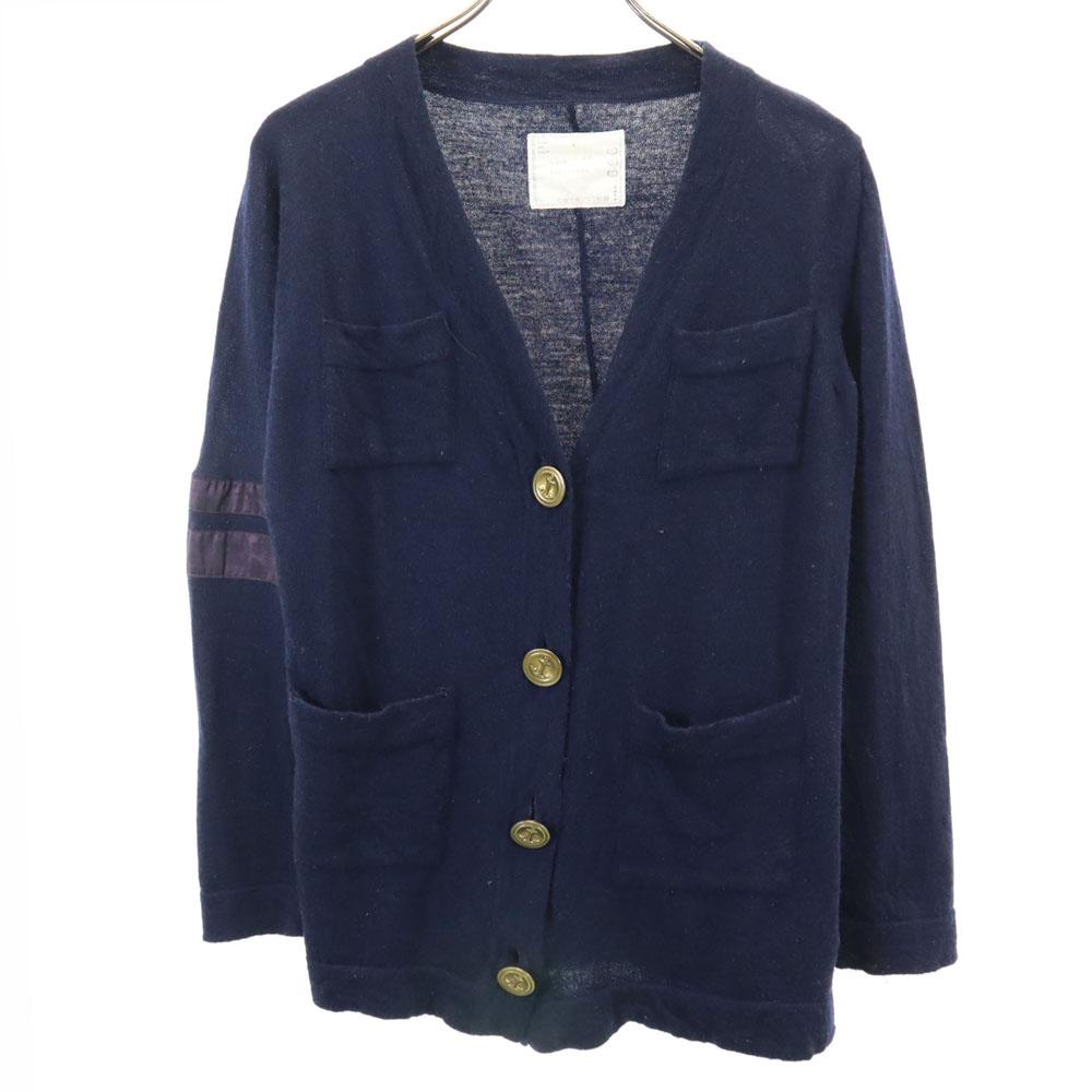 Sacai Made In Japan Long Sleeve V Neck Knit Cardigan 2 Navy Women Used