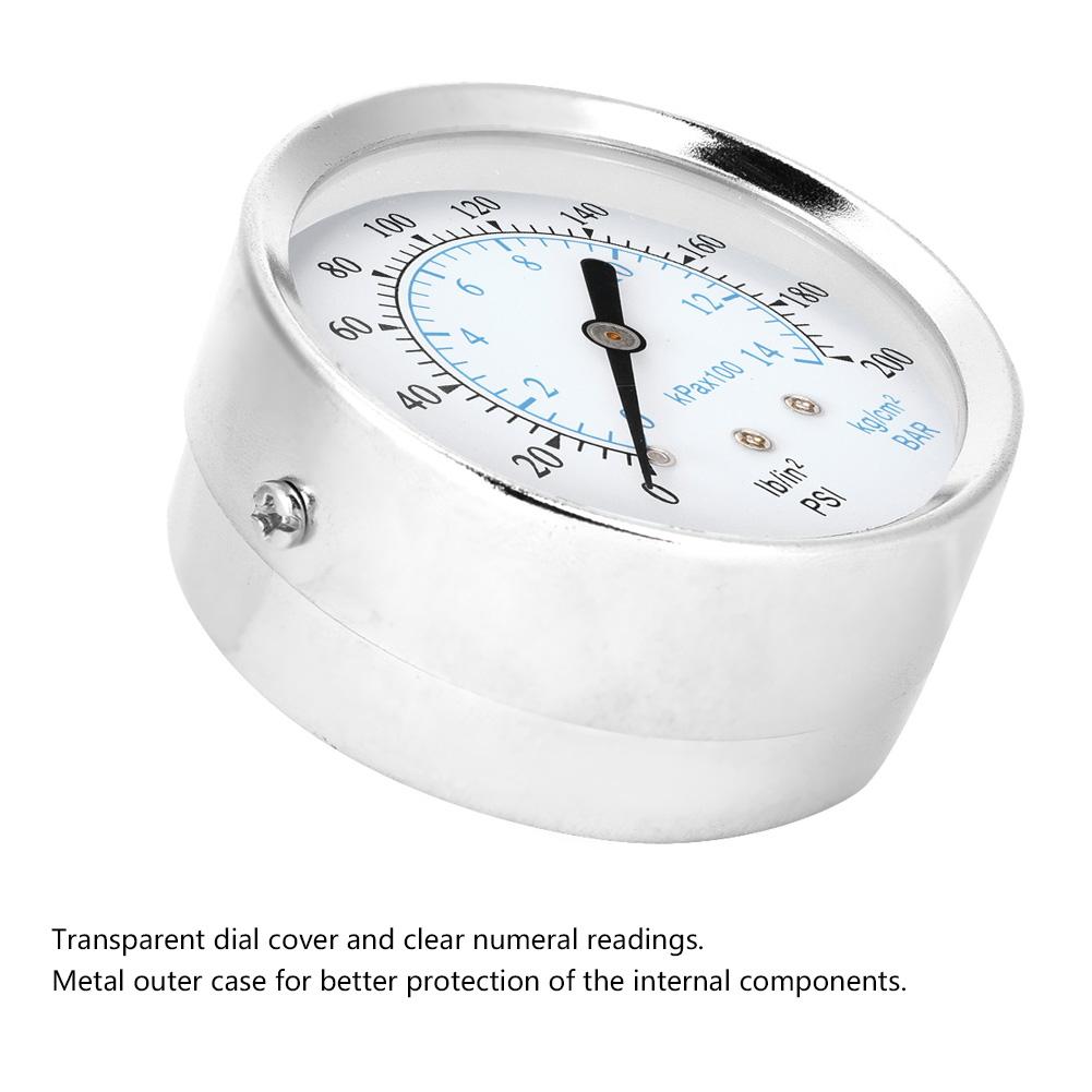 014kgcm 0200psi Dual Scale Pressure Gauge  18NPT Back Connection