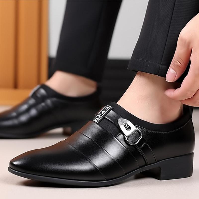 Classic Leather Shoes for Men Slip on Pointed Toe Oxfords Formal Wedding Party Office Business Casual Dress Shoes Men's Loafers
