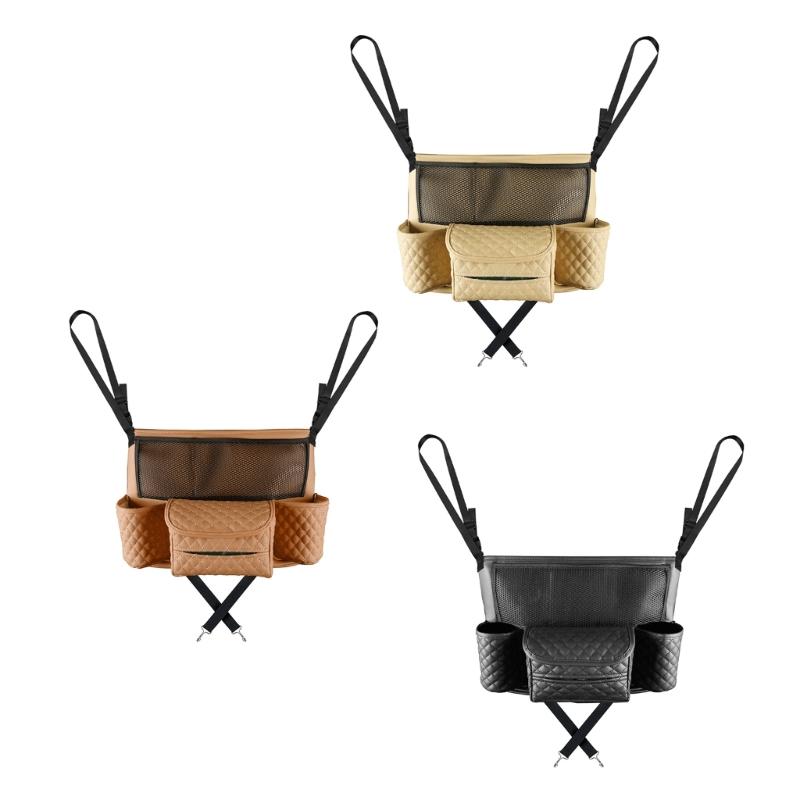 Car Seat Purse Handbag Holder Leather Pocket for Document Phone Storage Barrier of Backseat Kids Pet Fits Most Vehicles