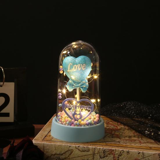 2 Pcs Love Heart in A Dome LED Light Up Heart Ornament Anniversary Valentine's Day Christmas Birthday Gift for Women Her Wife Mom