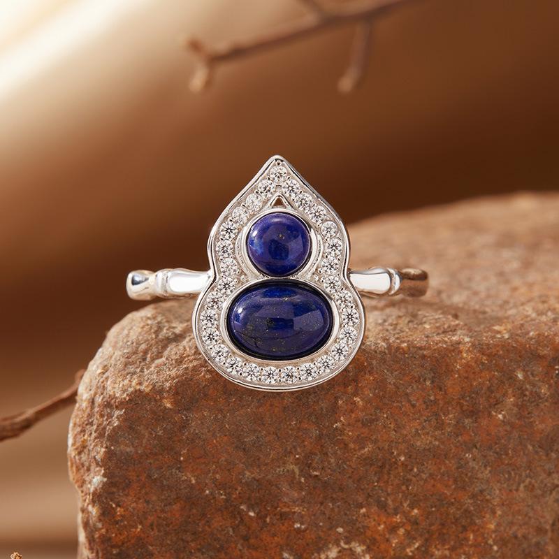 Natural Garnet Turquoise Hetian Jade Lapis Lazuli Nanhong Gourd Pendant Necklace Women'S Set S925 Sterling Silver Colored Treasure