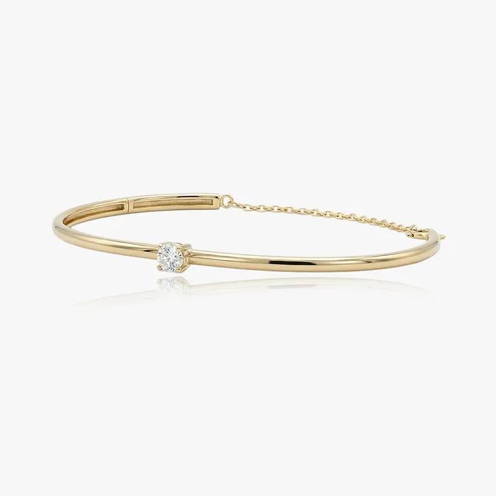 925 Silver One Cubic Half Bangle Bracelet