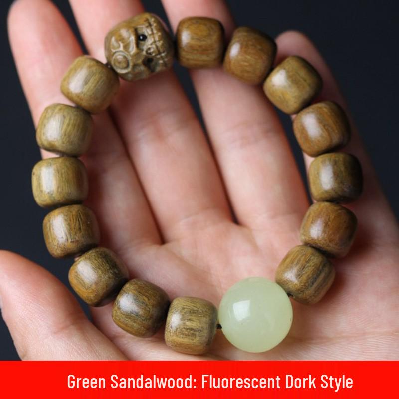 Argentinisches Grünes Sandelholz Buddhistisches Gebetsperlenarmband für Männer und Frauen