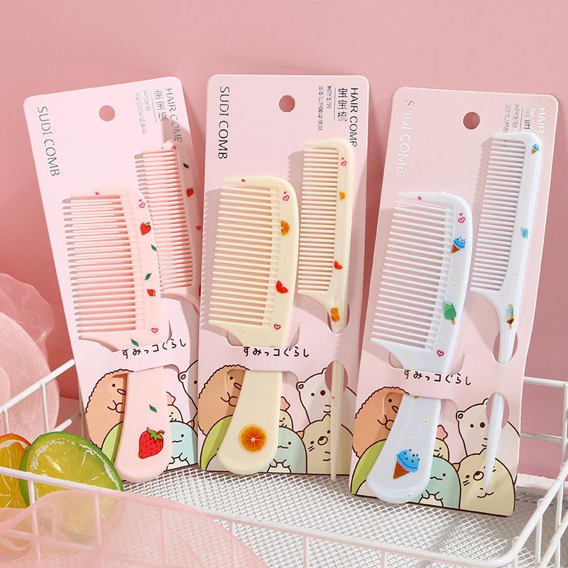 2Pcs Kids Hairdressing Comb Anti-Static Pointed Tail Combs For Girls Children Cute Strawberry Fruit Women Hair Comb Styling Tool