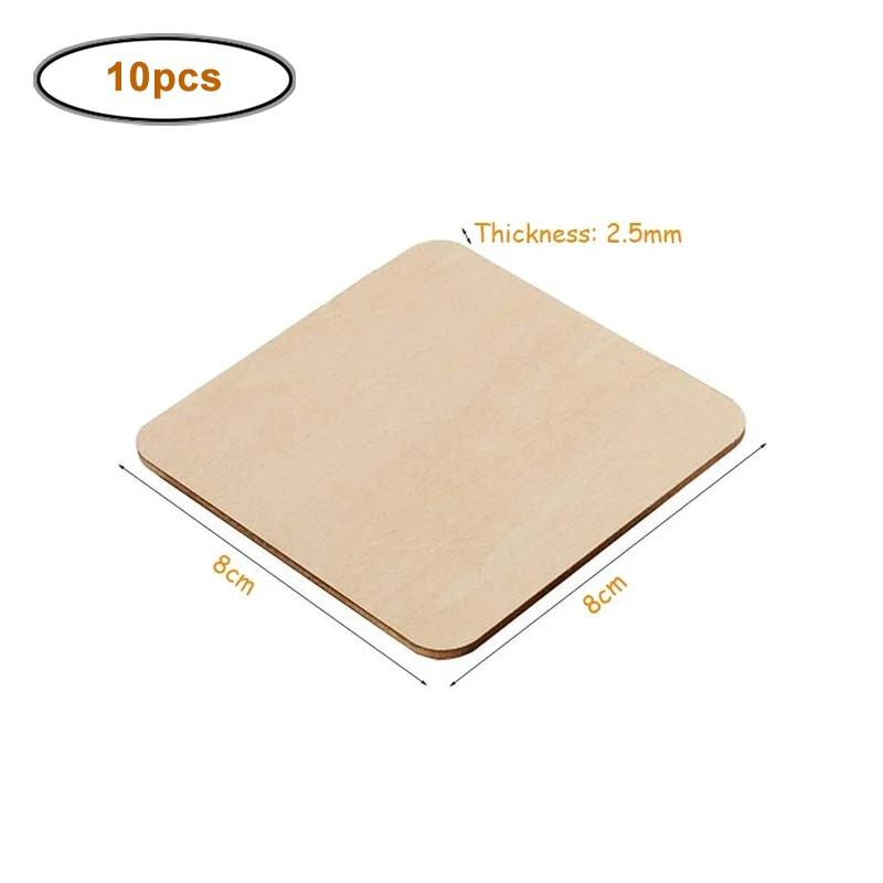 1-10cm Unfinished Blank Wood Square Slice Cutouts, Wooden Squares for DIY Arts Craft Projects, Pyrography, Painting, Writting