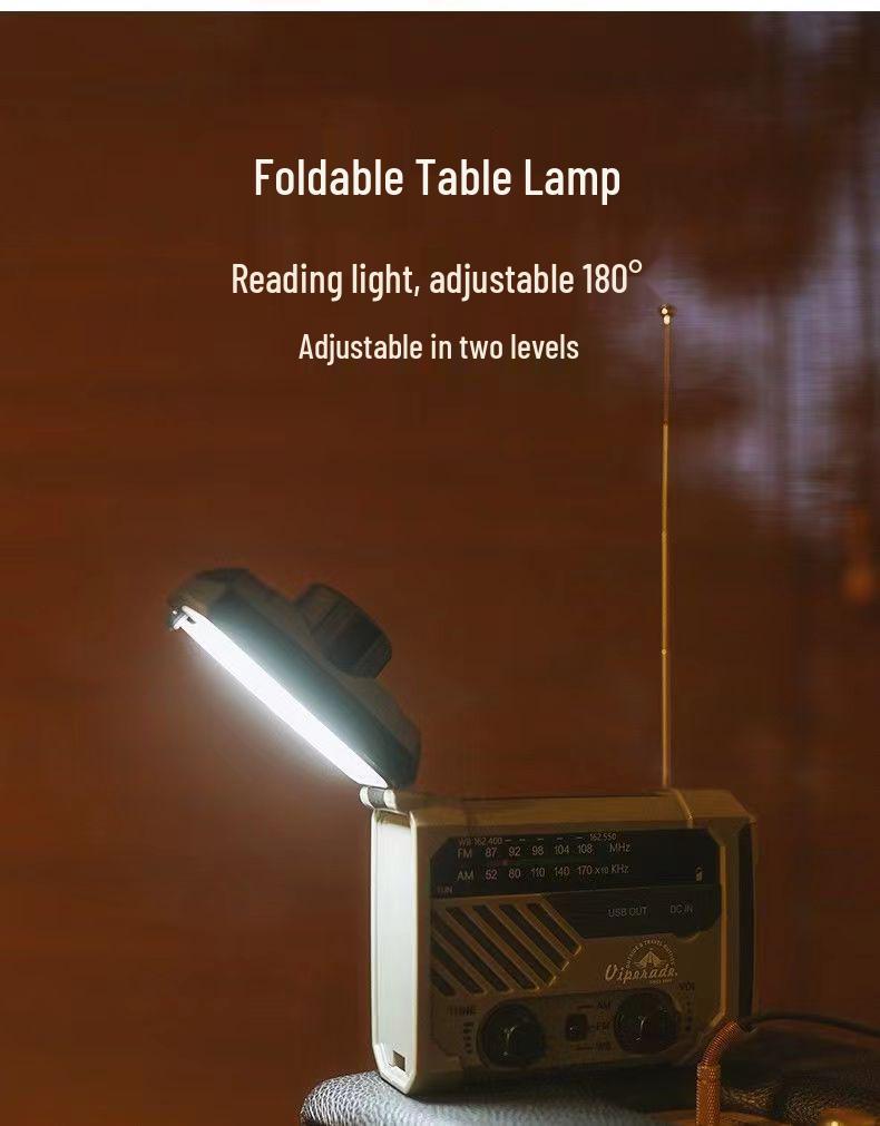Multifunctional Solar-Powered Emergency Radio & Flashlight with Hand-Crank Power Generator and Waterproof Power Bank
