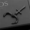 2PC Punk Stainless Steel Small Hoop Earrings for Men and Women Gothic Cross Ear Ring Pop Hip Hop Piercing Ear Studs Zircon