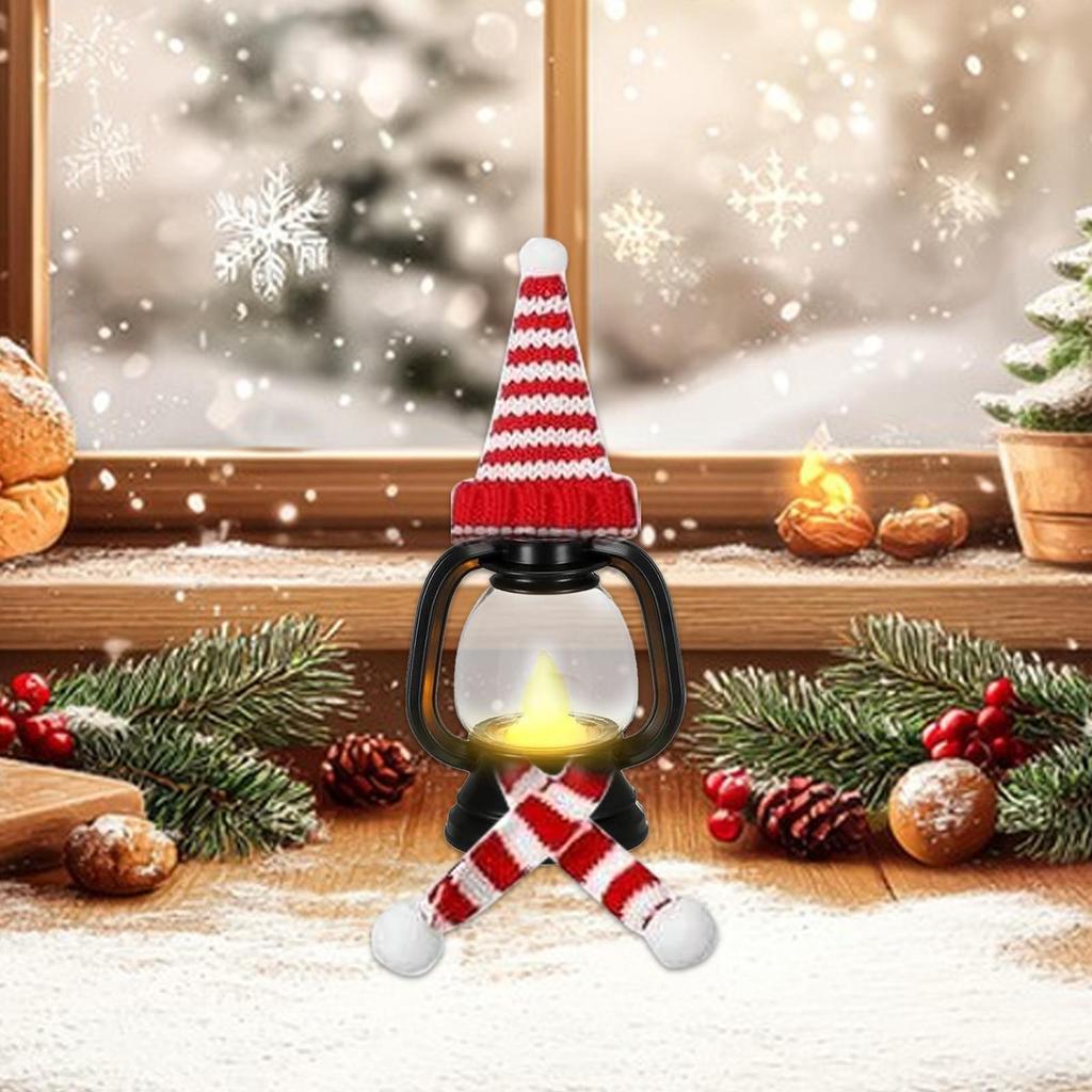 Snowman Lantern Christmas Small Lamp Decor Hangable Lamp With Hats Scarves For Holiday Outdoor Indoor Party Tabletop Tree Winter