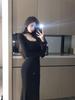 Gray Lace Patchwork Fishtail Dress: Slim Fit, Long Sleeve, Waist-Cinching, Hip-Hugging Skirt for Spring/Autumn