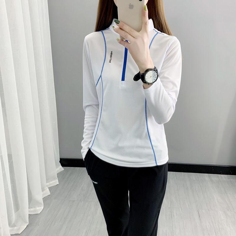 Women's Quick-Dry Spring/Fall Stand-Up Collar Running Shirt - Breathable, Long-Sleeved Sports Casual Tee