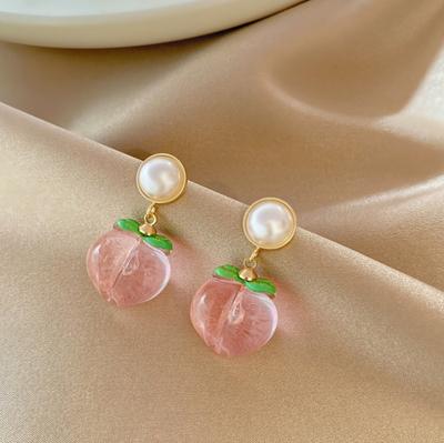 Sommer Hot Korean Acryl Trendy Rosa Pfirsich Tropfen Ohrringe für Frauen Mädchen Nette Süße Schmuck Geschenk Mode Obst