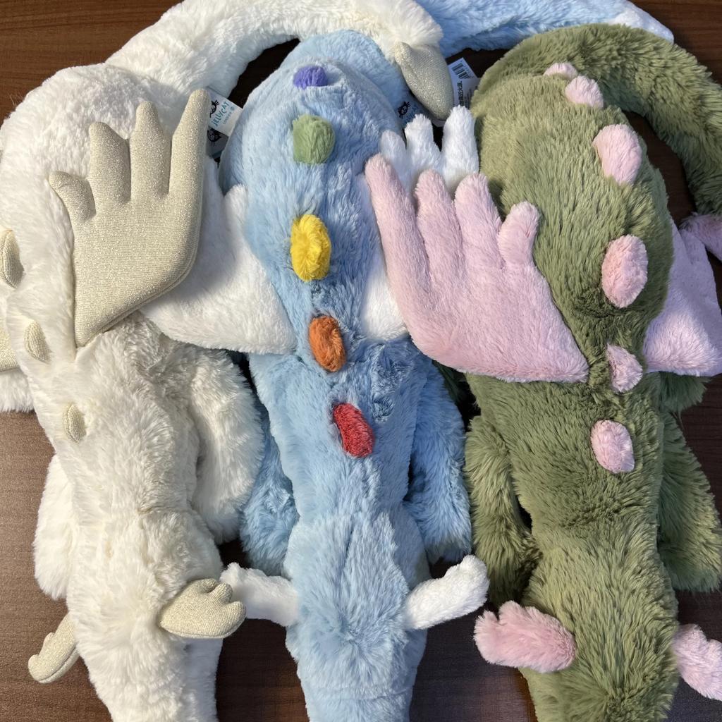 JC Large Size Plush Sky Flying Rainbow Dragon Toy Soft Stuffed Animal Pillow Fun Lazy Snow Dragon Kids Gift