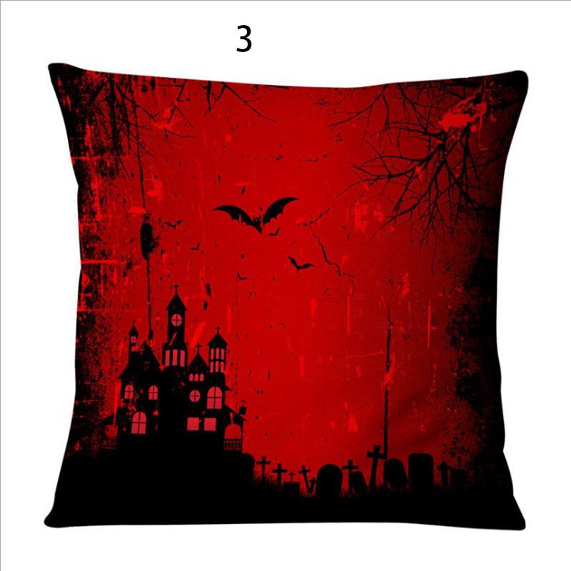 

Linen Printed Cotton Square Halloween Pattern Throw Pillow Case Diverse Cover 3,45*45cm