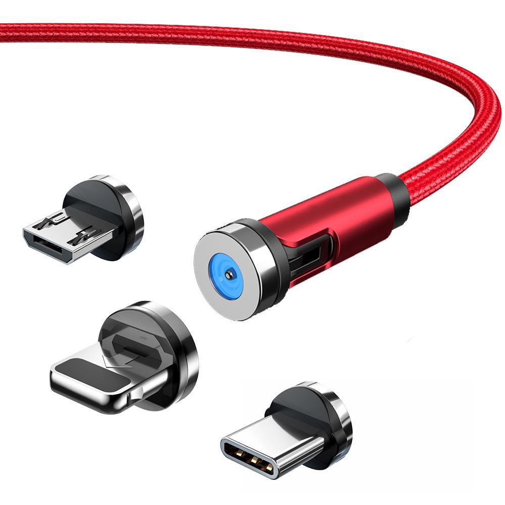 Magnetic 3-in-1 Rotating Type-C Charging and Data Cable with Elbow and Straight Bend