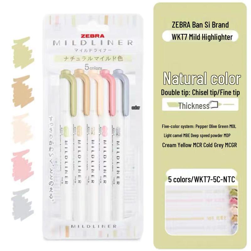 New Japanese Zebra Fluorescent Double-Ended Pens - Gentle Light Color Series for Students & Planners
