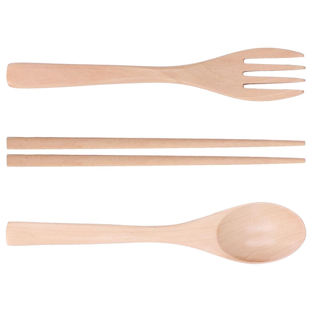 3PCS/Set Spoon Fork Chopstick Kitchen Cutlery Set Wooden Tableware for Travel Home Hotel