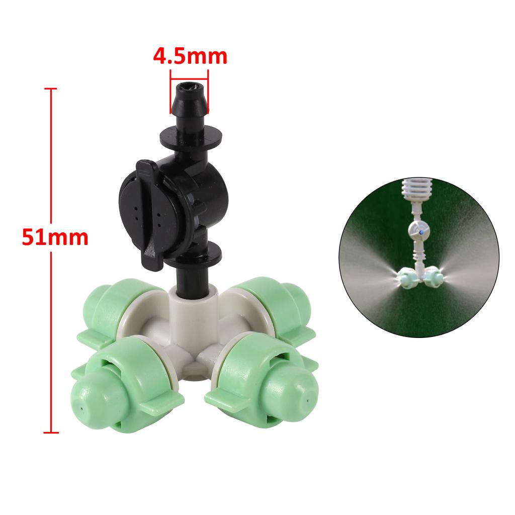 5pcs Hanging Anti-drip Spray Four-way Atomizing Nozzle Garden Hanging Anti-drip Nozzle 1/4" Barb Screw Connector