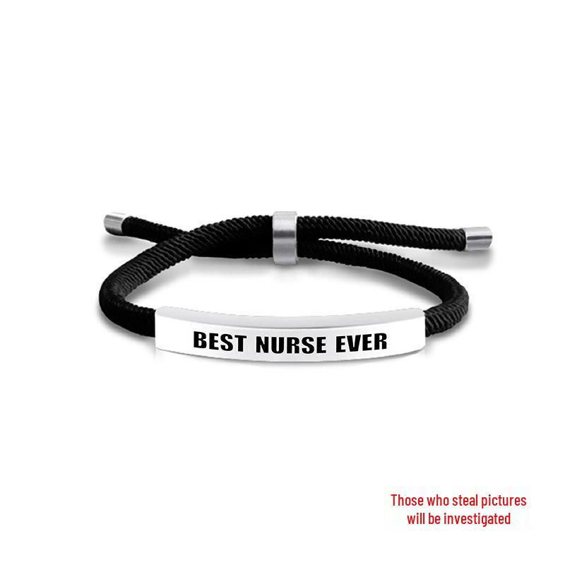 Multi-Color Engraved Stainless Steel Rope Bracelet: Nurse's Day Commemorative Christmas Gift