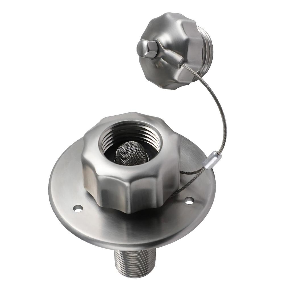 RV City Water Inlet 3/4in GHT Female 1/2in NPT Male 3in Flange RV Water Connection with Check Valve