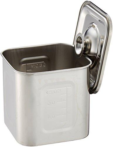 Yamashita Kogei AG 18-8 Square Kitchen Pot with Graduated Measuring Cup, 10.5cm (1.1L), 04-0224-0403