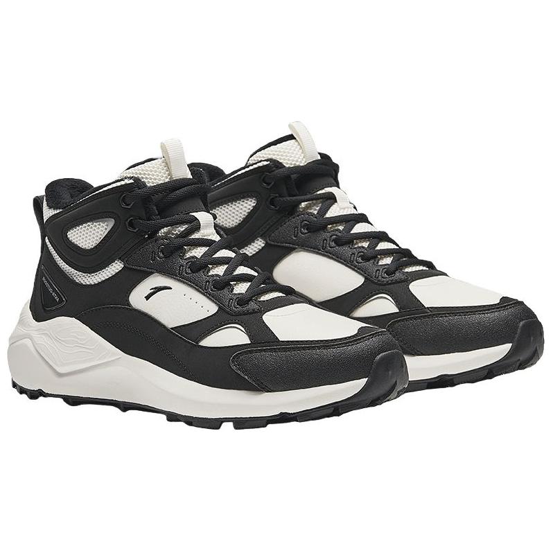 Anta Comfortable Plush Non-Slip Warm High-Top Casual Shoes Women Sneaker White Black 922448910-4