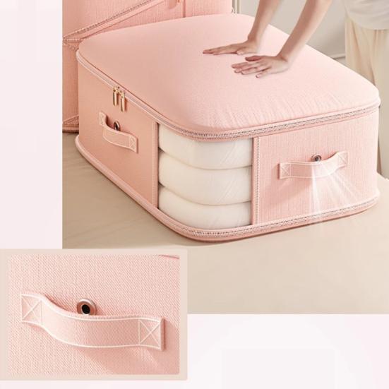 Comforter Storage Bag Zipper Compression Clear Window And Bag with Carry Handles Space Saver Organizer