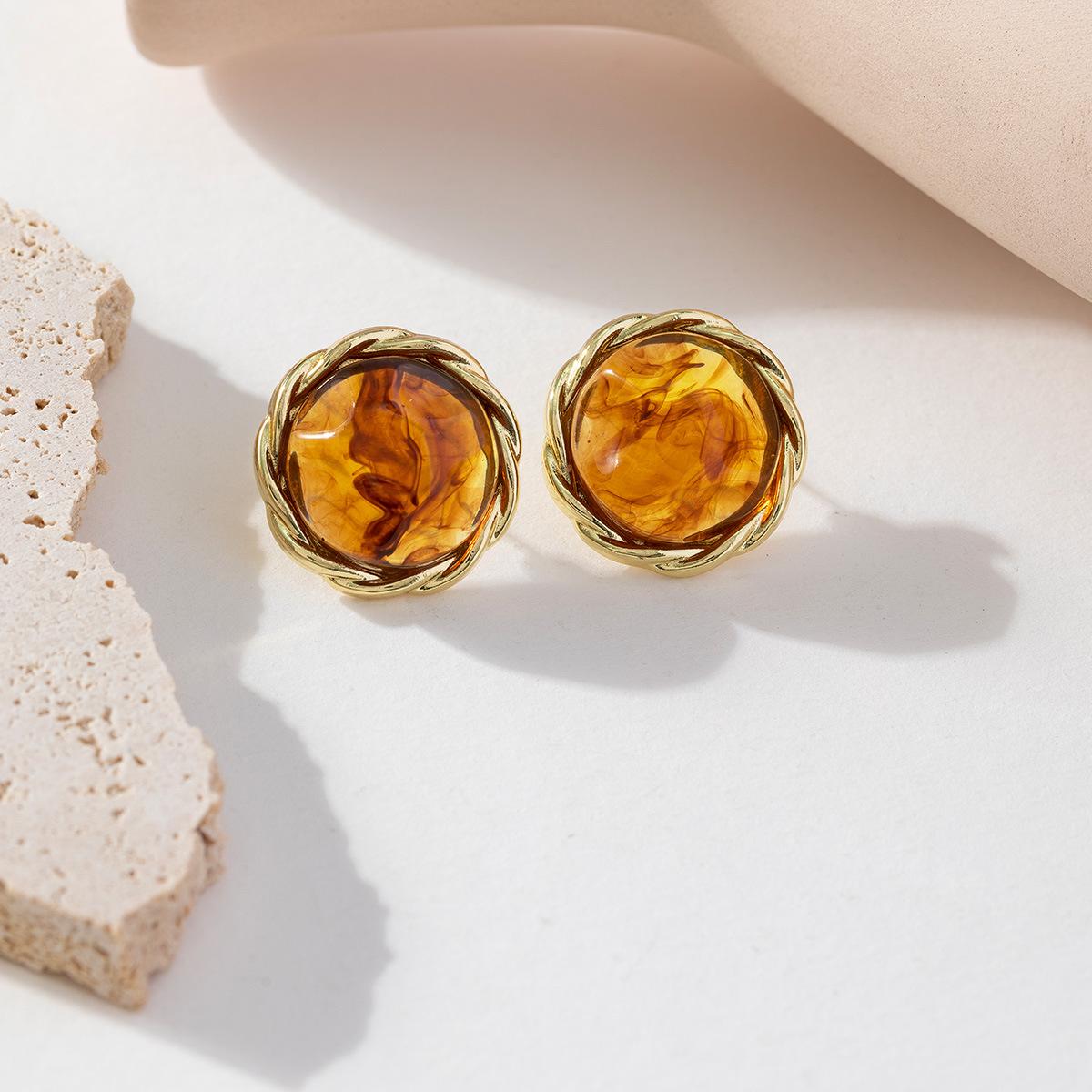 

Ретро геометрические кофейные серьги-гвоздики модные акриловые серьги для женщин ушные пряжки ювелирные изделия для вечеринок аксессуары подарки небо