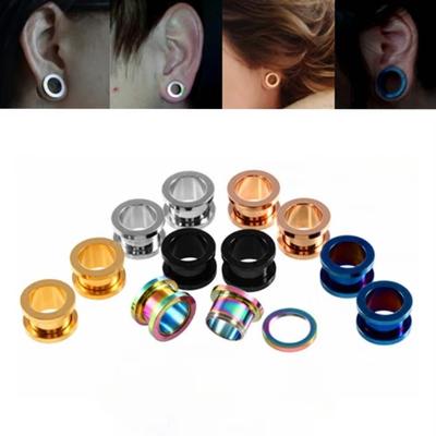 4pcs Combination Mixed Colour Steel Ear Plug Gauge 8g (3mm) - 1" (25mm) Ear Flesh Tunnel Expander Screw Fit