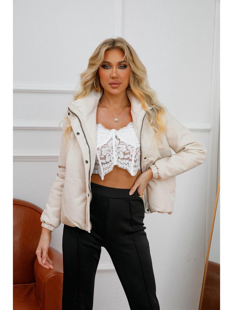 Neue Damen Europäische/Amerikanische Kurze Lederjacke - Herbst/Winter Verdickter Baumwollmantel