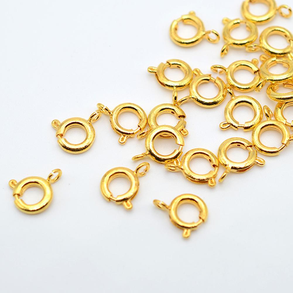 10Pcs Pure Copper Plated O Spring Clasps Round End Connectors For DIY Bracelet Jewelry Making Accessories