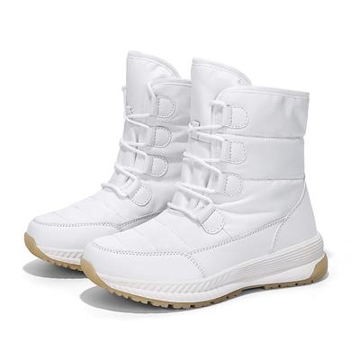 Moipheng Snow Boots Women Waterproof Keep Warm Plush Platform Shoes Female Lace Up Mid-Calf Boots Winter Shoes Botas Femininas