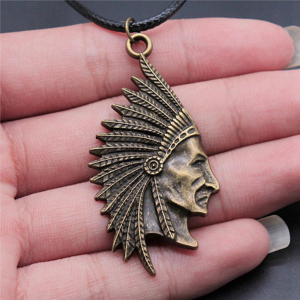 45cm Necklace Leather Chain Big Chief Pharaoh Buddhism Minimalist Jewelry Components QN015