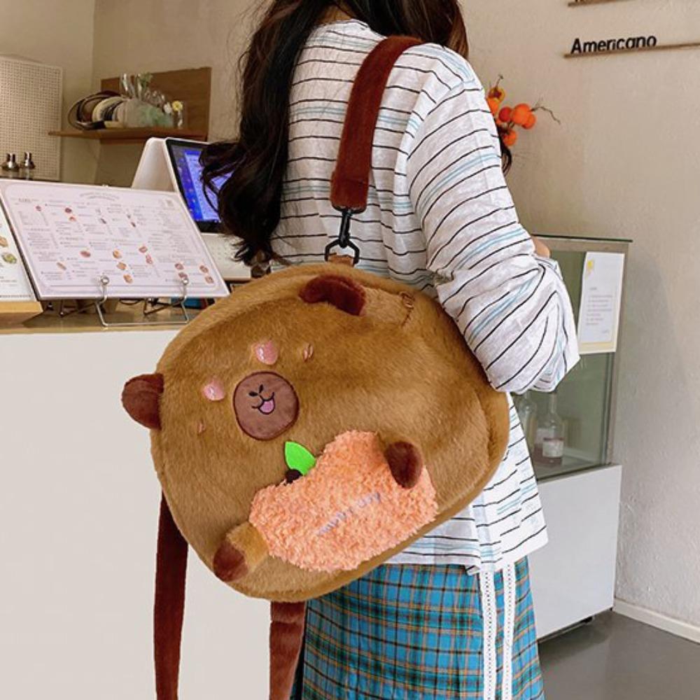 Soft Capyabra Backpack Plush Cartoon Doll Bag Storage Bag Capyabra Plush Bag  Students
