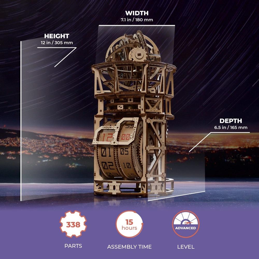 Stolní hodiny Ugears Skywatcher Tourbillon 70162 Stolní hodiny Sky Watcher Tourbillon Dřevěná hračka 3D puzzle