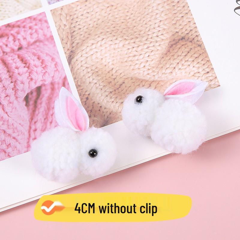Furry Ball Plush Rabbit DIY Lantern Accessories - Cute Cartoon Hair Clip with Icelandic Wool for Kids, Mid-Autumn Festival.