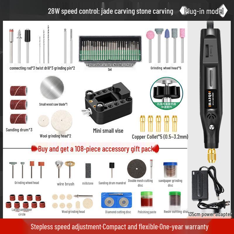 Compact Electric Grinder: Handheld Jade Polish, Engraving, Wood Carving, Mini Drill Tool