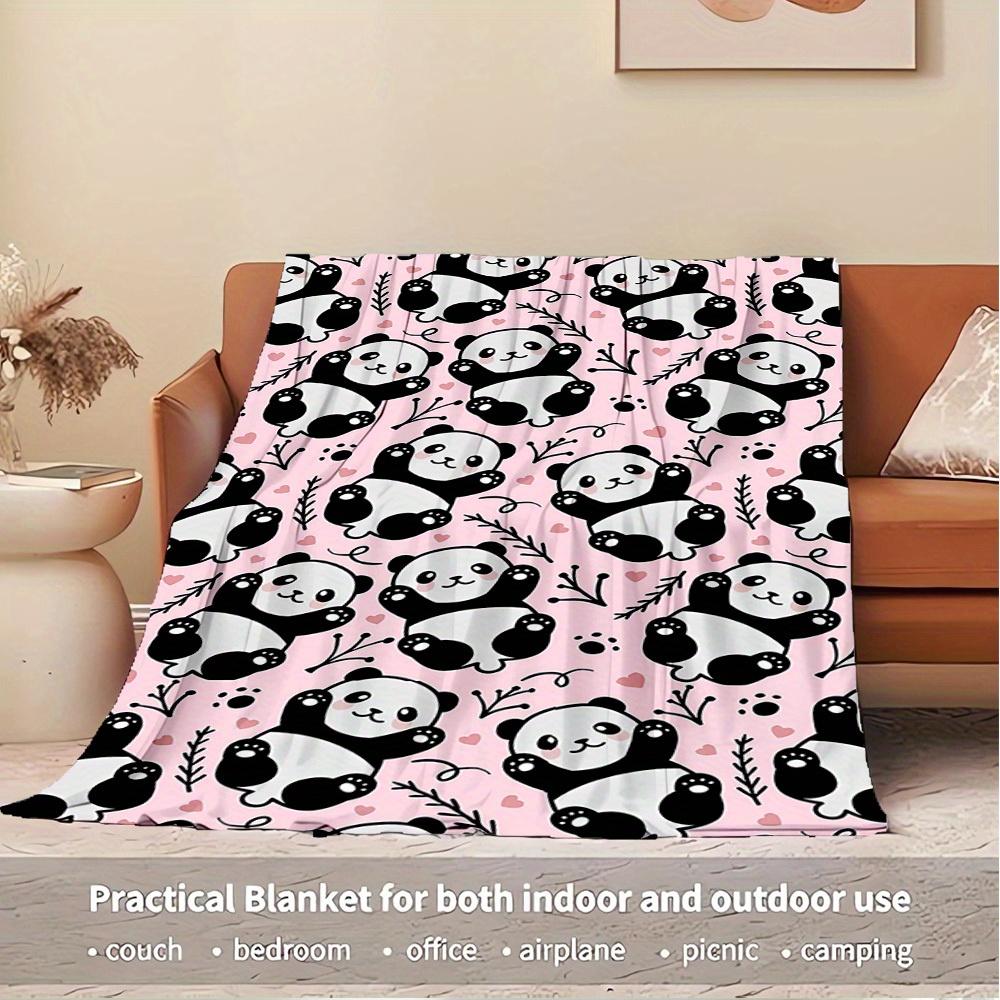 

1pc Panda,Cute,Pattern Flannel Blanket - Lightweight Soft for All Seasons, Ideal for Couch, Office, Bed, Travel, Camping - Unique Gift, Cont 150x180cm