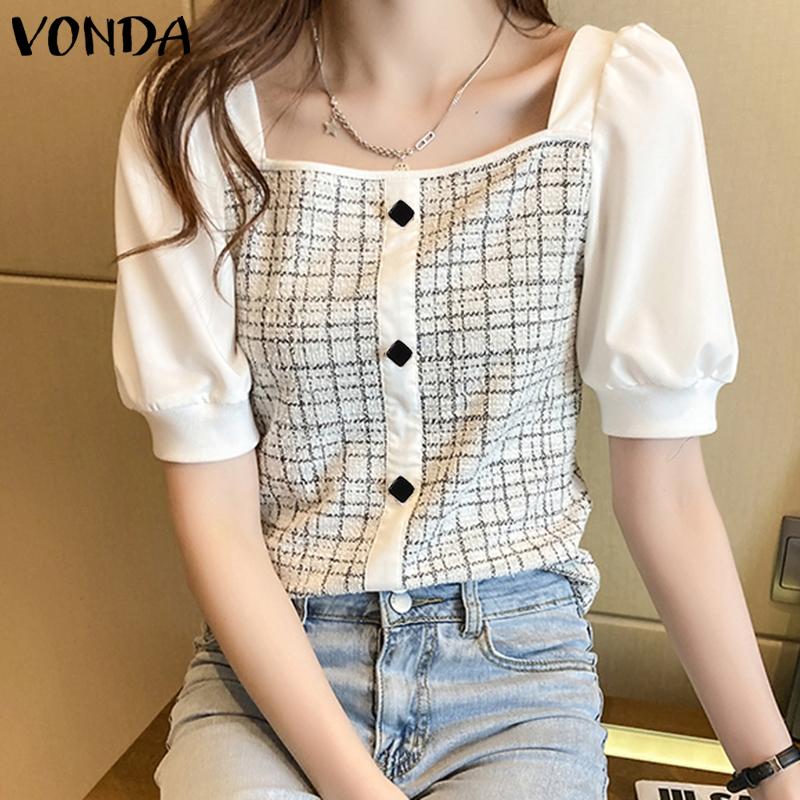 

Летние женские топы VONDA с ​​пышными рукавами и квадратным вырезом