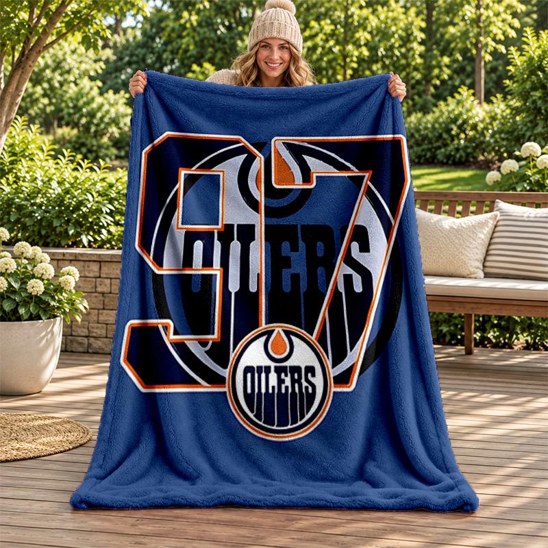 Edmonton Oilers Blanket Flannel Blanket Soft Cozy Plush Throw for Sofa Bed Lightweight Home Decoration Gifts for Christmas Various Holidays