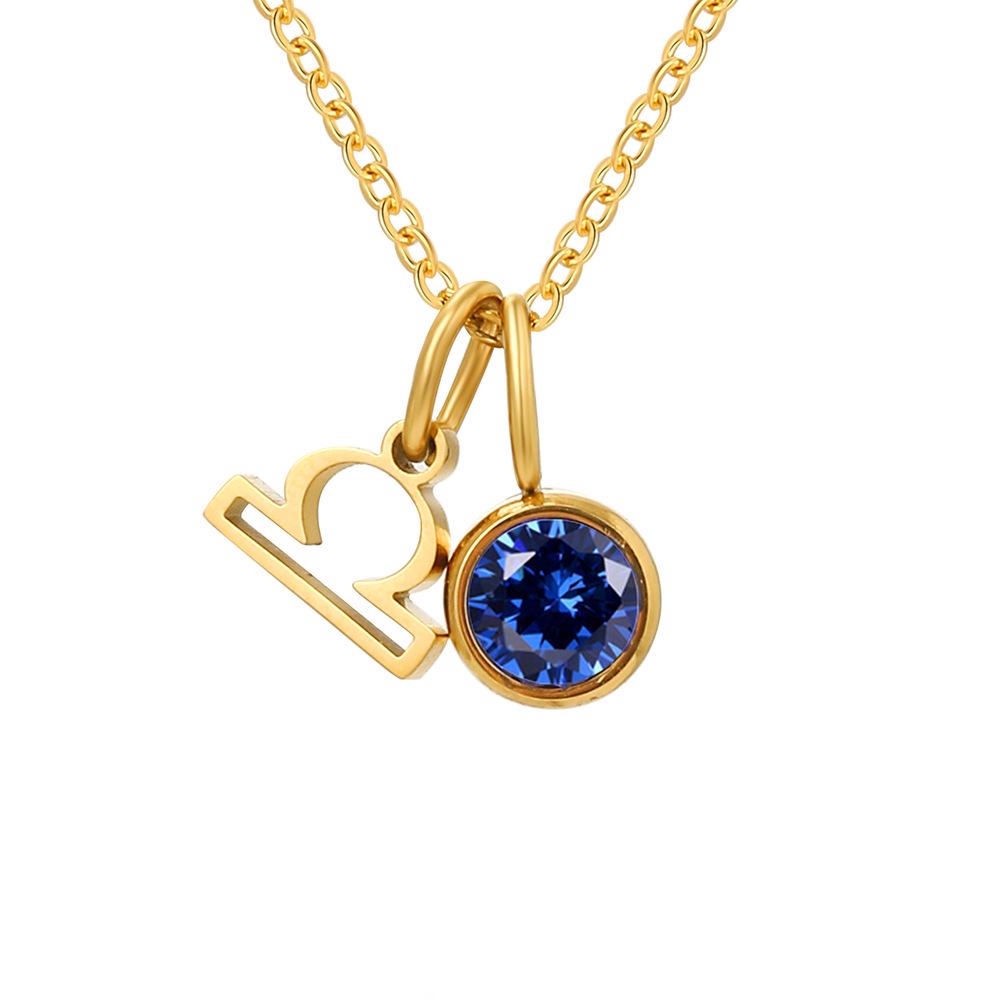 eManco Zodiac Rune Necklace with Rhinestone Birthstone in Stainless Steel
