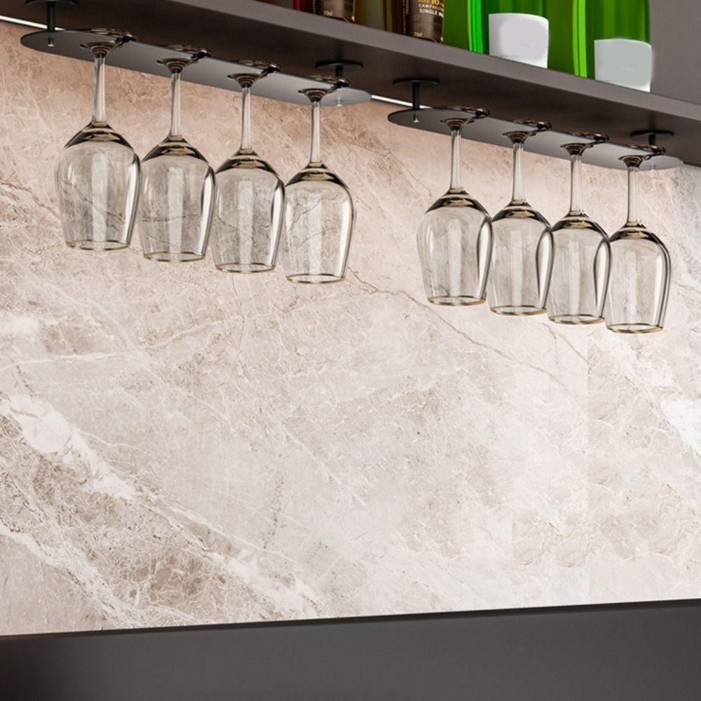 Space Aluminum Upside Down Wine Glass Holder Punch-free Inverted Goblets Rack Wine Glass Rack  Bar