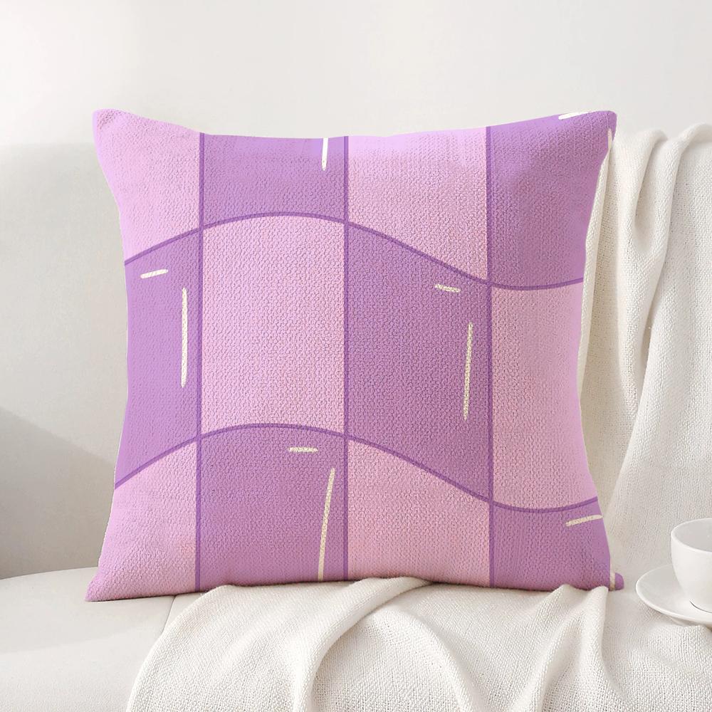 Purple Geometric Pattern Cushion Cover Natural Linen Organic Fabric Double-Sided Printing Sofa Home Decor Gift Pillow Cover